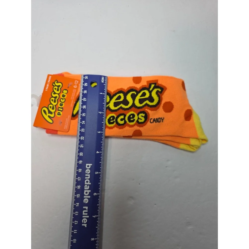 NWT Hershey Reeses Pieces Candy Orange Polka Dot Crew Socks Shoe Size 6-12 NWT